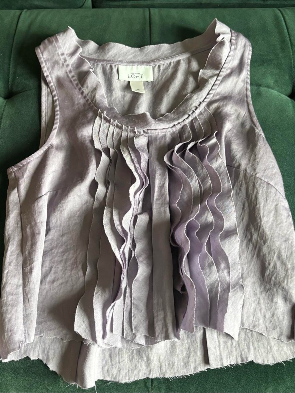 LOFT Light Lavender Cropped Ruffle Front Sleeveless Camisole